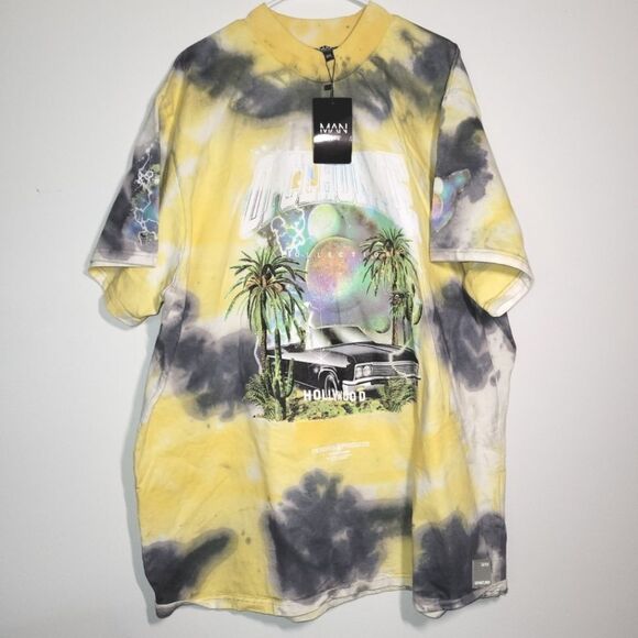 New Boohoo Man Homme Tie Dye T-Shirt 4XL - Picture 2 of 14